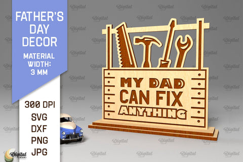 Father's Day Decor Laser Cut. Dad Day Wood Sign SVG SVG Evgenyia Guschina 