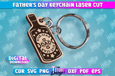 Father’s Day Keychain Laser Cut | Best Dad Gift Laser Keyring | Dad Laser Gift | Grandps Keychain SVG The T Store Design 