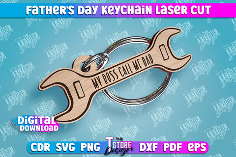 Father’s Day Keychain Laser Cut | Best Dad Gift Laser Keyring | Dad Laser Gift | Grandps Keychain SVG The T Store Design 