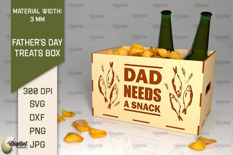 Father's Day Treats Box Laser Cut. 3D Wooden Treats Box SVG SVG Evgenyia Guschina 
