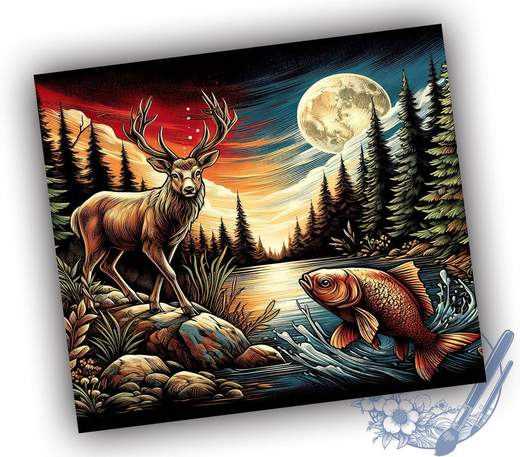 Fishing Hunting 20oz Skinny Tumbler, Deer Hunting Bass Tumbler Png ...
