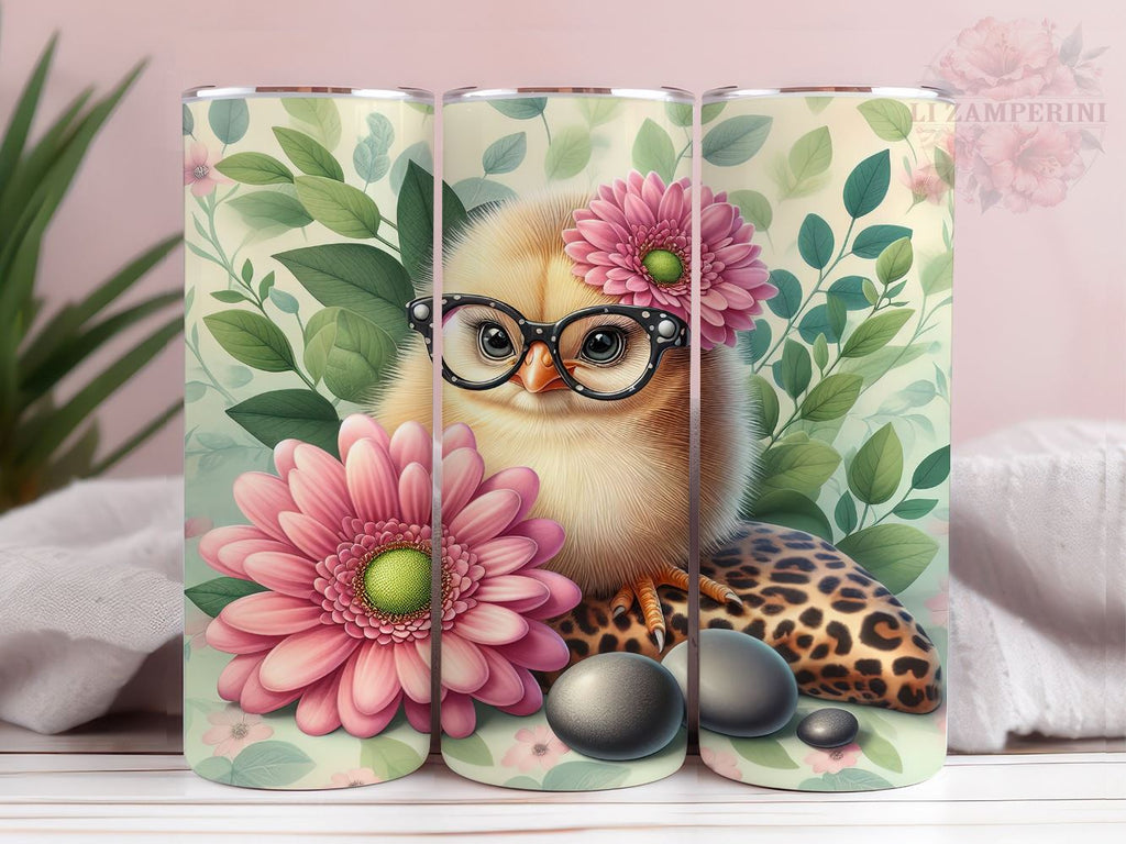 Floral Chicken 20oz Tumbler Wrap PNG, Baby Chick Tumbler Png, Straight ...