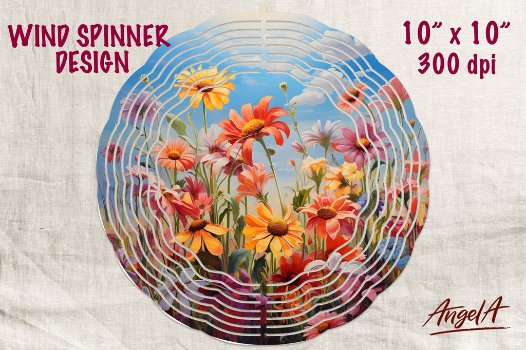 Floral wind spinner sublimation / field of flowers PNG - So Fontsy
