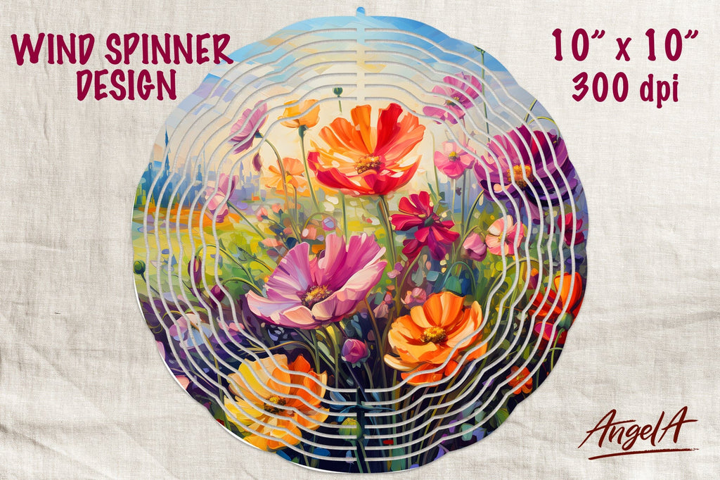 Flower wind spinner sublimation / field flowers drawing png - So Fontsy