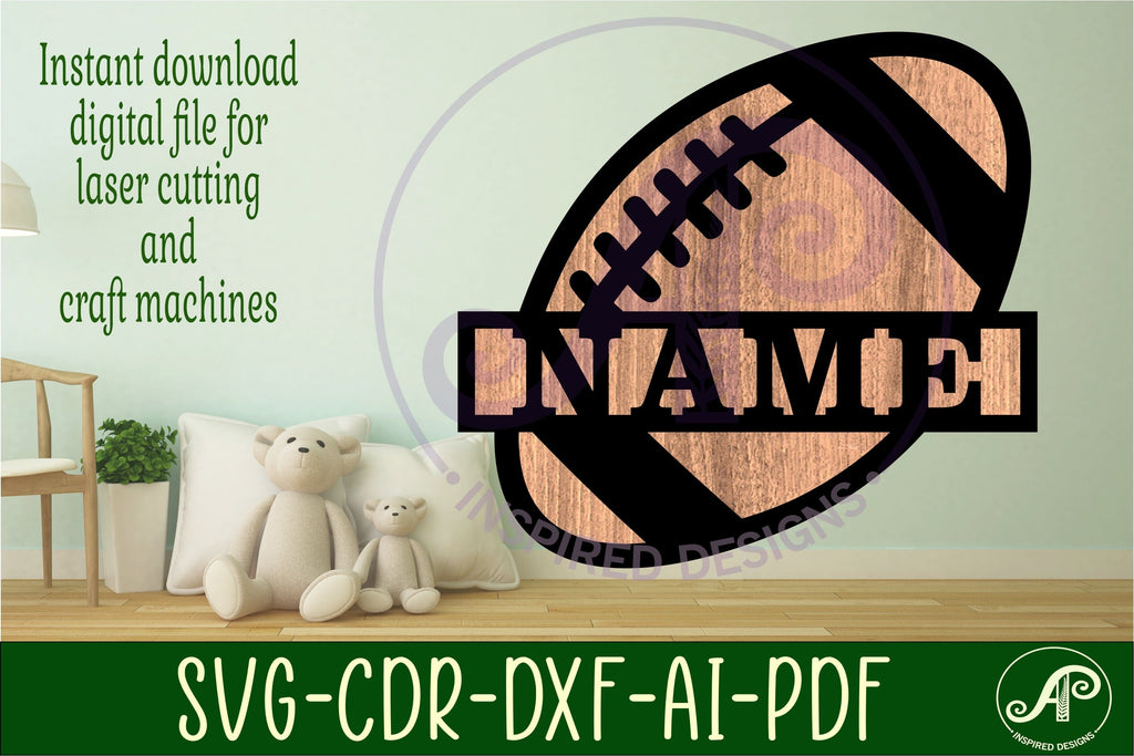 Football/ Rugby ball Name sign svg laser cut template So Fontsy