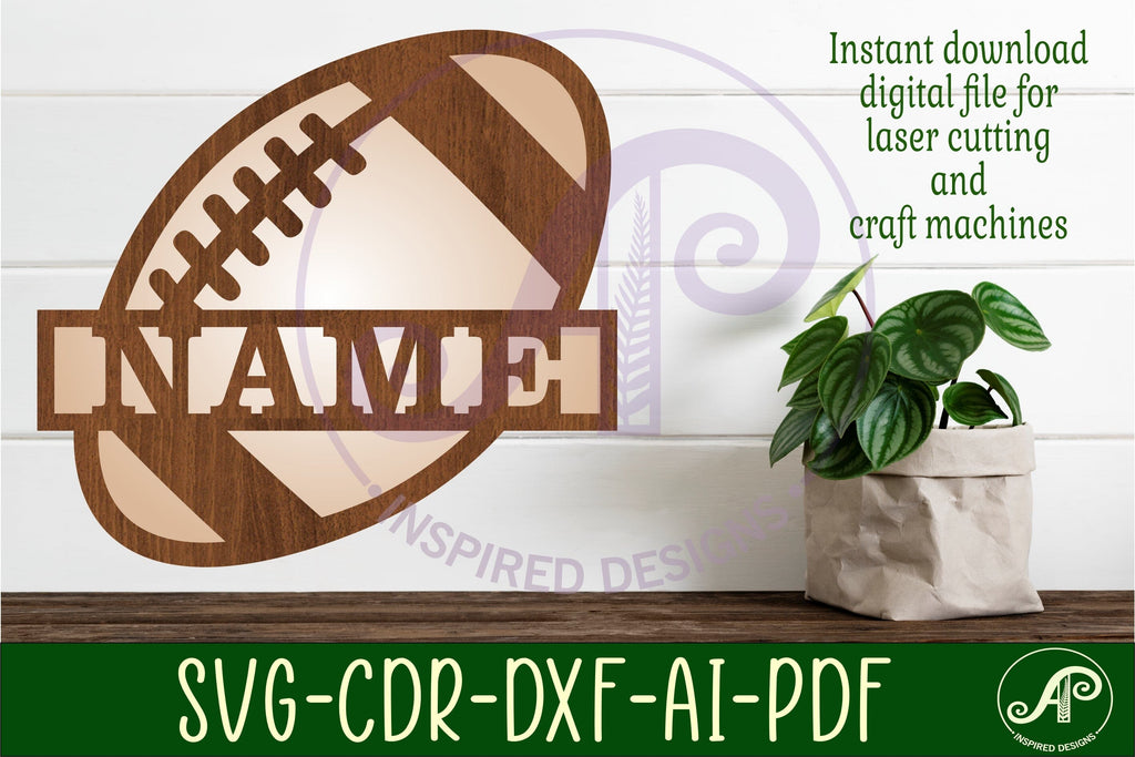 Football/ Rugby ball Name sign svg laser cut template So Fontsy
