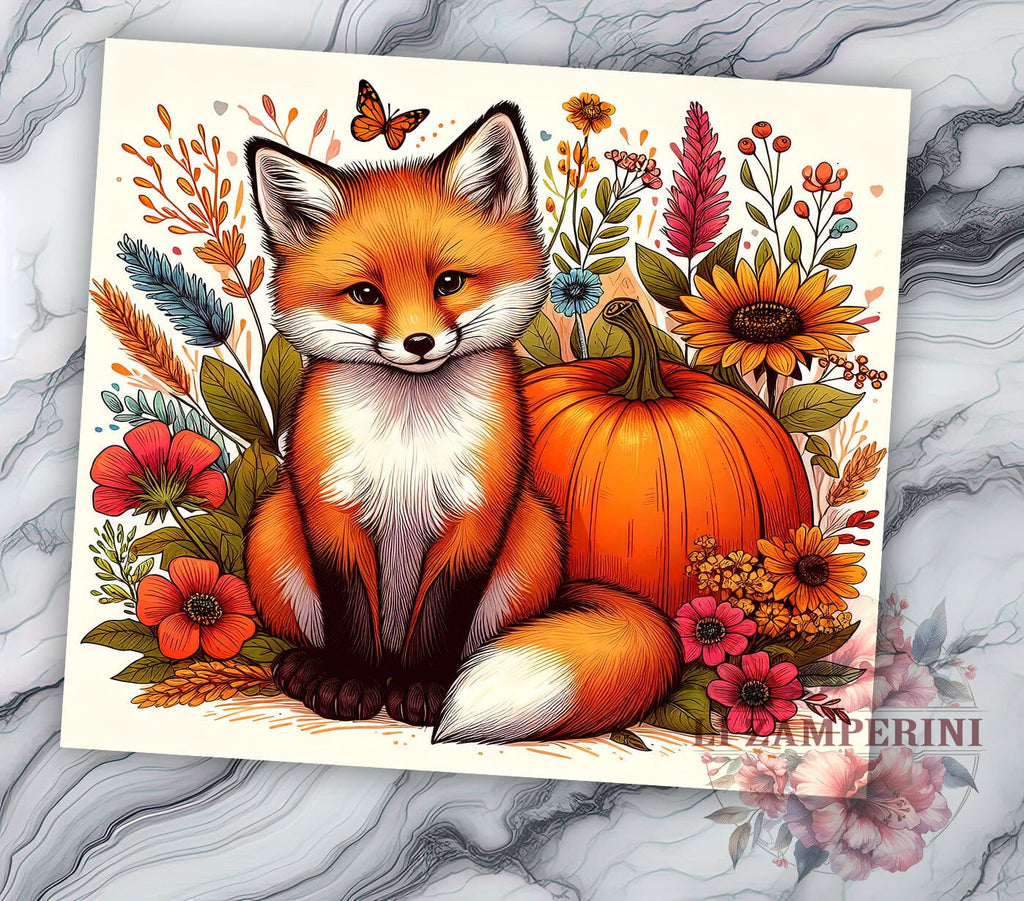Fox Fall 20oz Tumbler Wrap PNG, Baby Fox Country Tumbler PNG ...