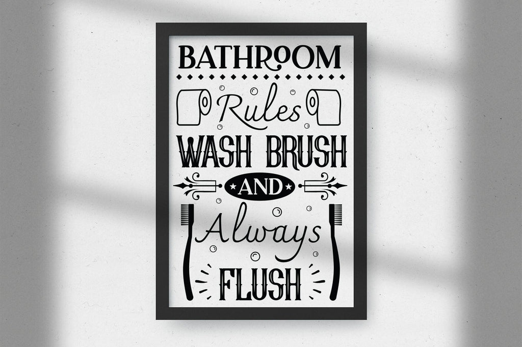 Funny Bathroom Rules Sign SVG - So Fontsy