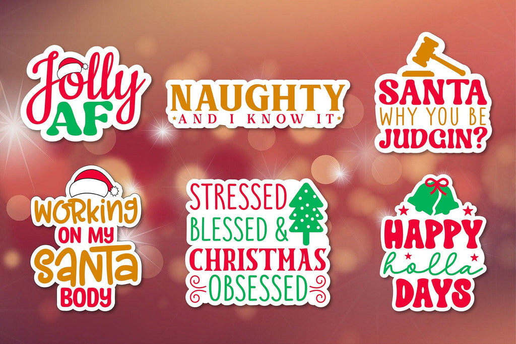 Funny Christmas Stickers Bundle So Fontsy