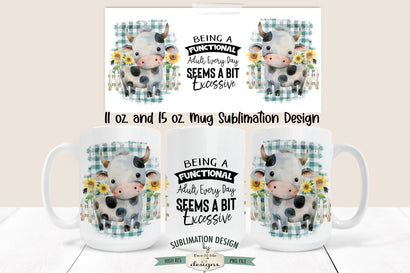 Funny Cow Sublimation Mug Design - Sublimation Mug - 11 & 15 oz. PNG Sublimation Ewe-N-Me Designs 