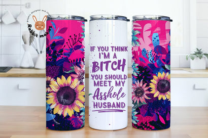 Funny Husband Wife Bitch Tumbler Wrap, 20 oz Skinny Tumbler Sublimation Design, Husband Wife Wrap, Digital Download PNG Sublimation Rabbitmakies 
