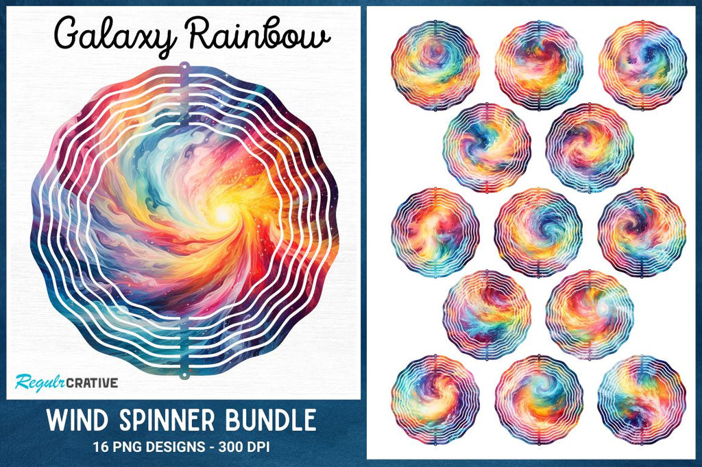 Galaxy Rainbow Wind Spinner Sublimation Bundle - So Fontsy