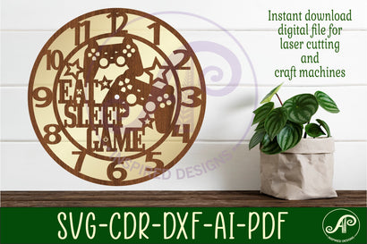 Gamer wall clock laser cut files, SVG file. vector SVG APInspireddesigns 