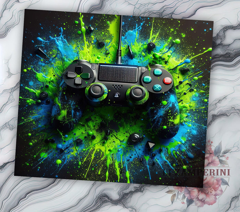 Gaming 20oz Tumbler Wrap PNG, Neon Gamer Tumbler PNG Sublimation Design ...