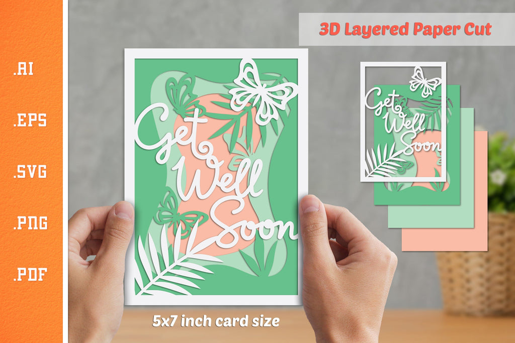 Get Well Soon - 3D Layered Paper Cut SVG - So Fontsy