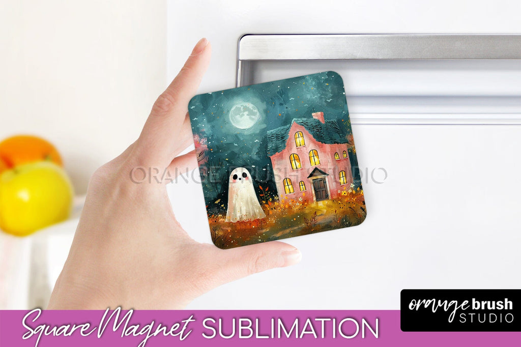 Ghost Magnet Sublimation - Cute Halloween Magnet Design - So Fontsy
