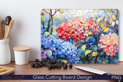 Glass Cutting Board Design | Hydrangea Sublimation Pfiffen's World 