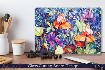 Glass Cutting Board Design | Mosaic Watercolor Flowers Sublimation Pfiffen's World 