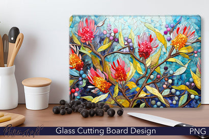 Glass Cutting Board Design | Red Flowers Sublimation Pfiffen's World 