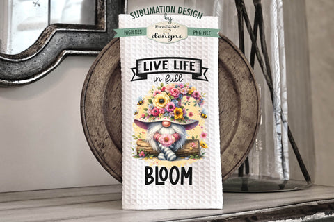 Gnomes Flowers Bees Sublimation Kitchen Towel Designs Sublimation Ewe-N-Me Designs 