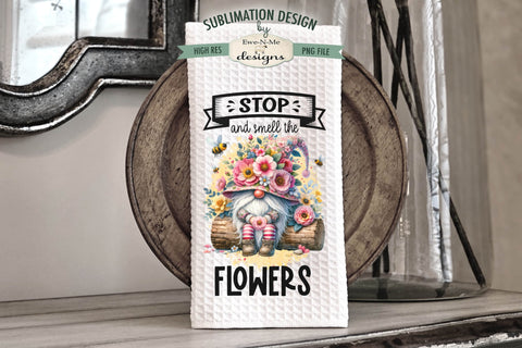Gnomes Flowers Bees Sublimation Kitchen Towel Designs Sublimation Ewe-N-Me Designs 