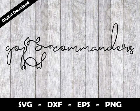 Go Commanders SVG Cut File, Commanders One line drawing SVG Design, Commanders Football Mascot SVG Arthur Arellano