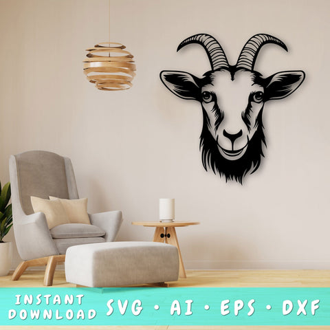 Goat Laser SVG Cut File, Goat Glowforge File, Goat DXF, Goat Wall Art SVG SVG HappyDesignStudio 