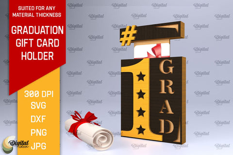 Graduation Gift Card Holder Laser Cut. Congrats SVG SVG Evgenyia Guschina 