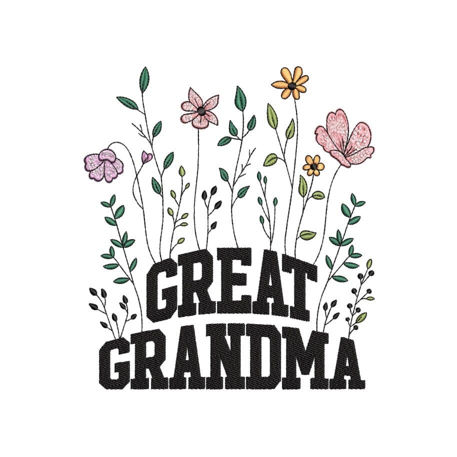 Great Grandma Flower Embroidery Design, 3 sizes, Instant Download - So ...