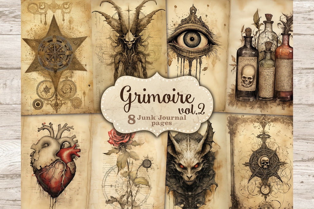 Grimoire Junk Journal Kit | Witch Scrapbook Paper - So Fontsy