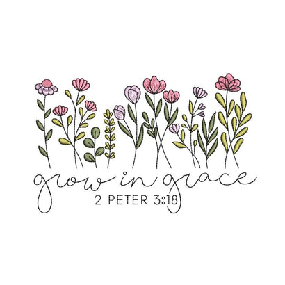 Grow In Grace Flower Machine Embroidery Design, 3 sizes, Instant Download Embroidery/Applique DESIGNS Nino Nadaraia 