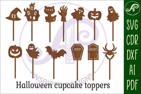 Halloween cupcake toppers, 13 designs SVG laser cut SVG APInspireddesigns 