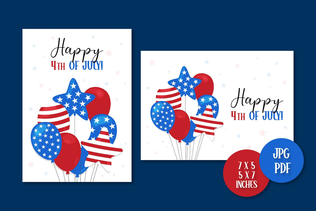 Happy 4th of July Greeting Cards | USA Independence Day | Printable July 4 Cards | United States Flag Style Balloons | Digital Download - So Fontsy happy-4th-of-july-greeting-cards-usa-independence-day-printable-july-4-cards-united-states-flag-style-balloons-digital-download-so-fontsy