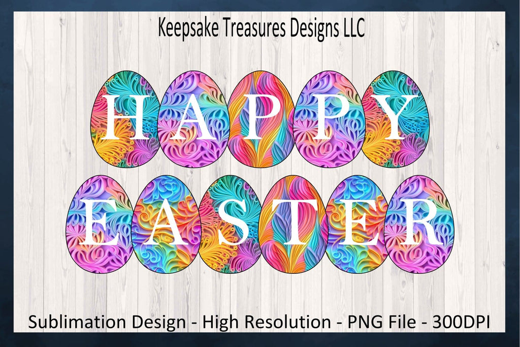 Happy Easter Eggs Sublimation PNG, Rainbow Quill, Happy Easter Doormat ...