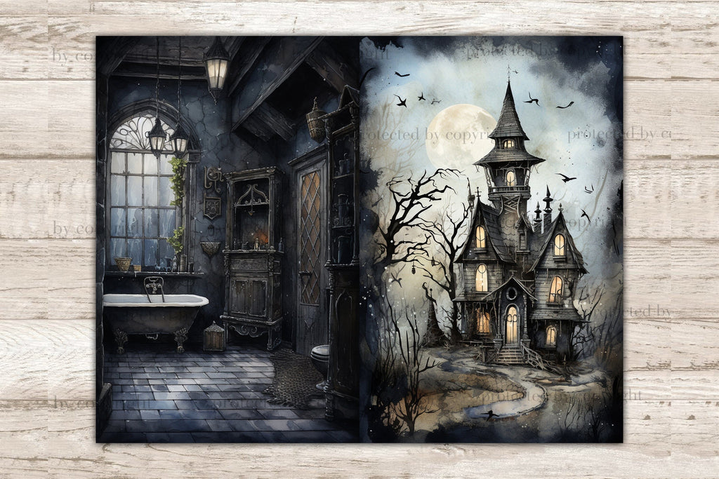 Haunted House Junk Journal Pages | Creepy Journal Printable - So Fontsy