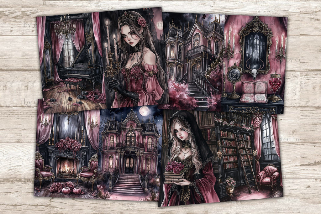 Haunted Mansion Junk Journal Pages | Gothic Halloween Paper - So Fontsy