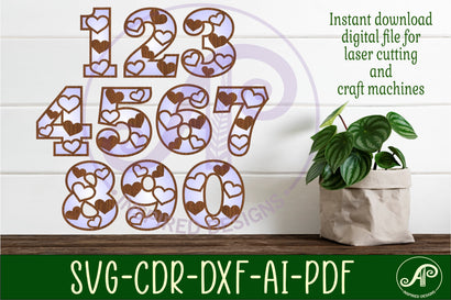 Heart number two layer wall sign SVG cut files SVG APInspireddesigns 