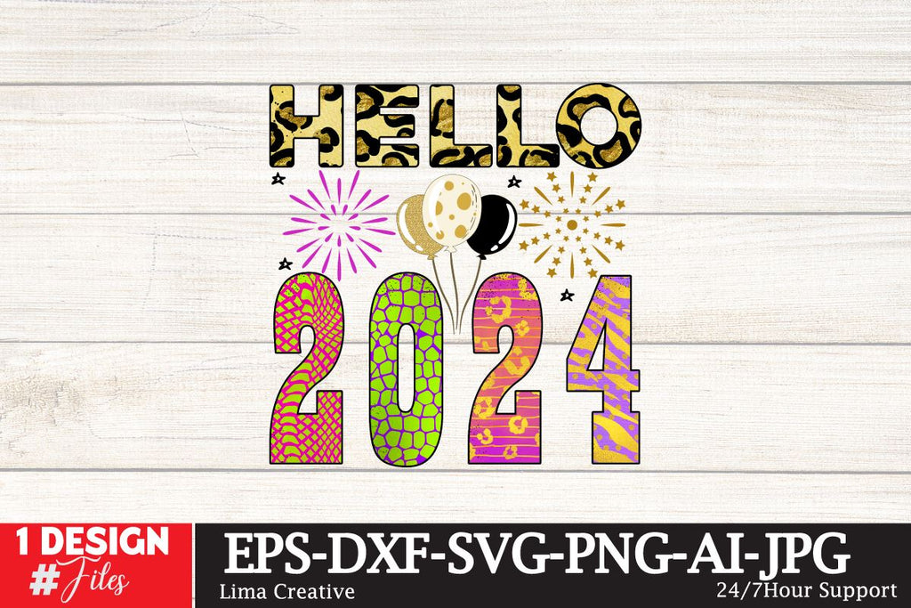 Happy New Year Svg Png Dxf Eps, Hello 2024 Svg, 2024 New Year Svg, Welcome 2024,  Scrapbook, Cricut Cameo File Silhouette, Paper Cutting 