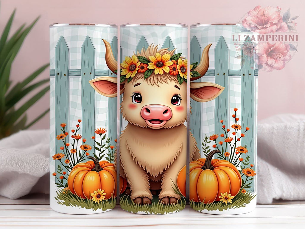 Highland Cow Country 20 oz Skinny Tumbler Sublimation Design, Straight ...