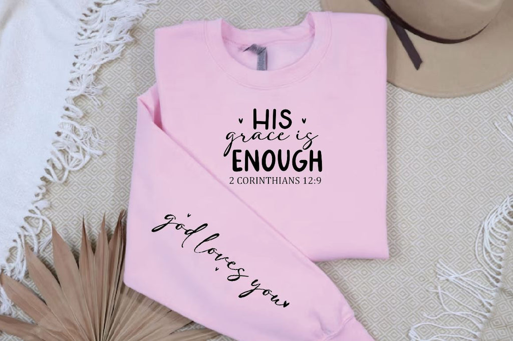 His grace is enough 2 corinthians 12 9 Sleeve SVG Design, Christian ...