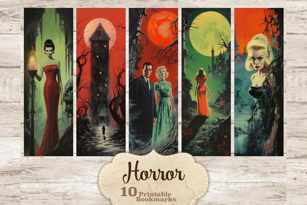 Horror Bookmarks Printable | Pin Up Girl Printable - So Fontsy