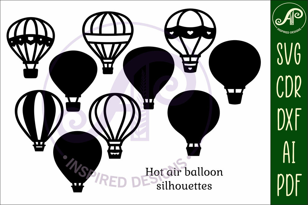 Hot air balloon laser cut outs SVG file set 2 - So Fontsy