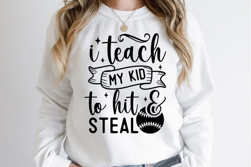 WOMEN'S BASEBALL I TEACH MY KID TO HIT AND STEAL PRINT SWEATSHIRT main image 0
