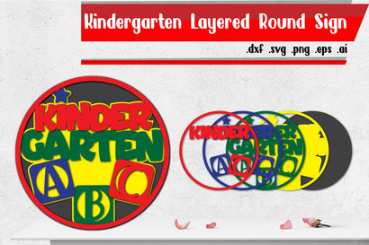 Kindergarten Layered Round Sign SVG zafrans studio 