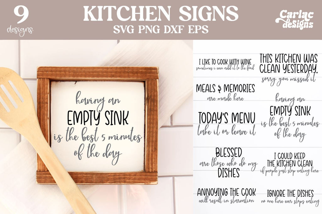 Kitchen Signs SVG Bundle, Funny Kitchen Designs - So Fontsy