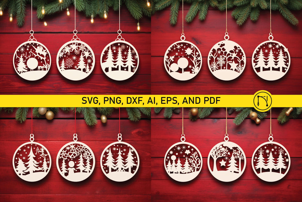 Laser Cut Christmas Baubles SVG Bundle - So Fontsy