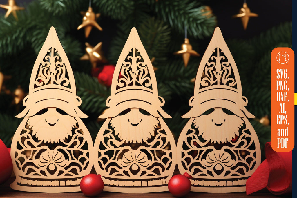Laser Cut Christmas Gnome SVG Bundle - So Fontsy