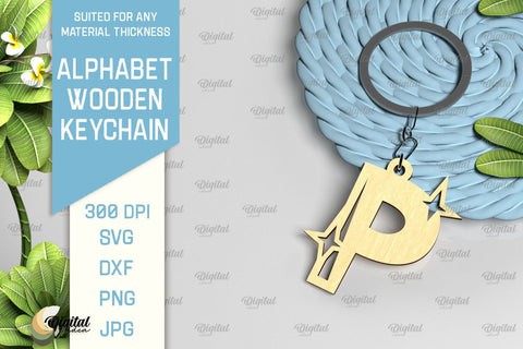 Lasercut Alphabet Letter Keychains SVG Bundle. Wooden Keychains SVG SVG Evgenyia Guschina 