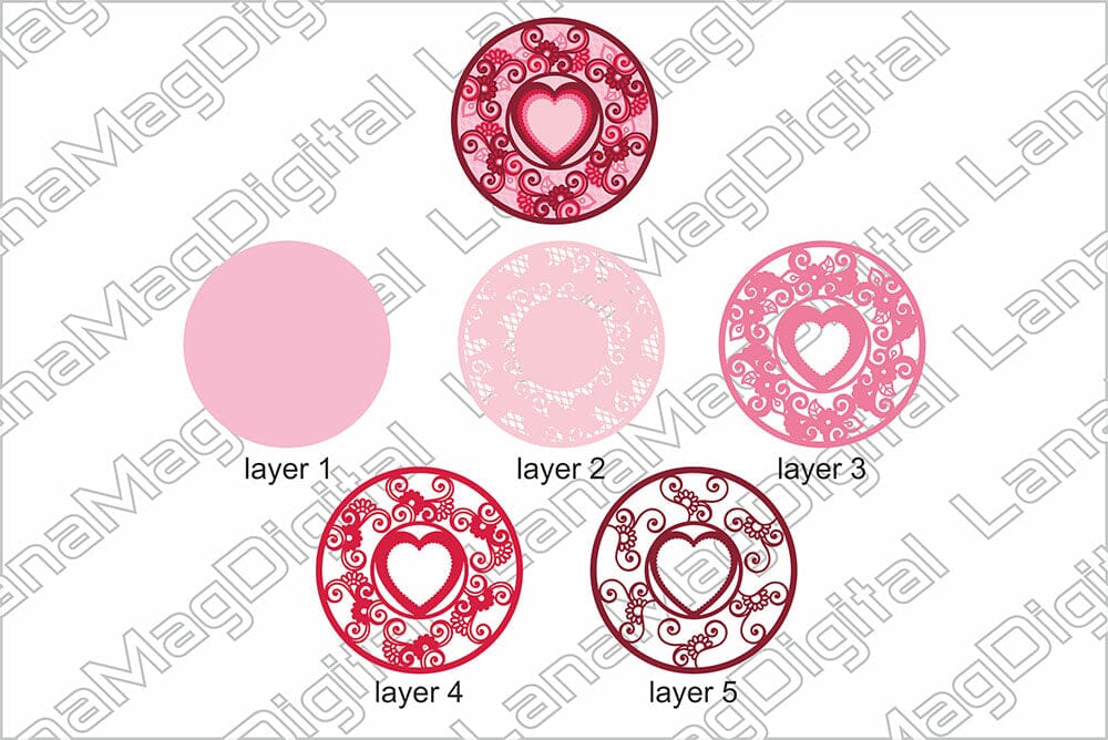 Layered heart mandala svg Floral love heart Valentines day photo frame ...