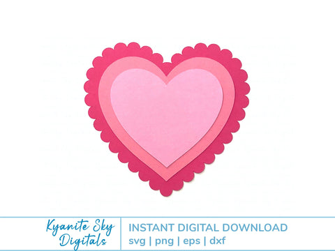 Layered Heart With Scallop Edge Valentine Love SVG Kyanite Sky Digitals 